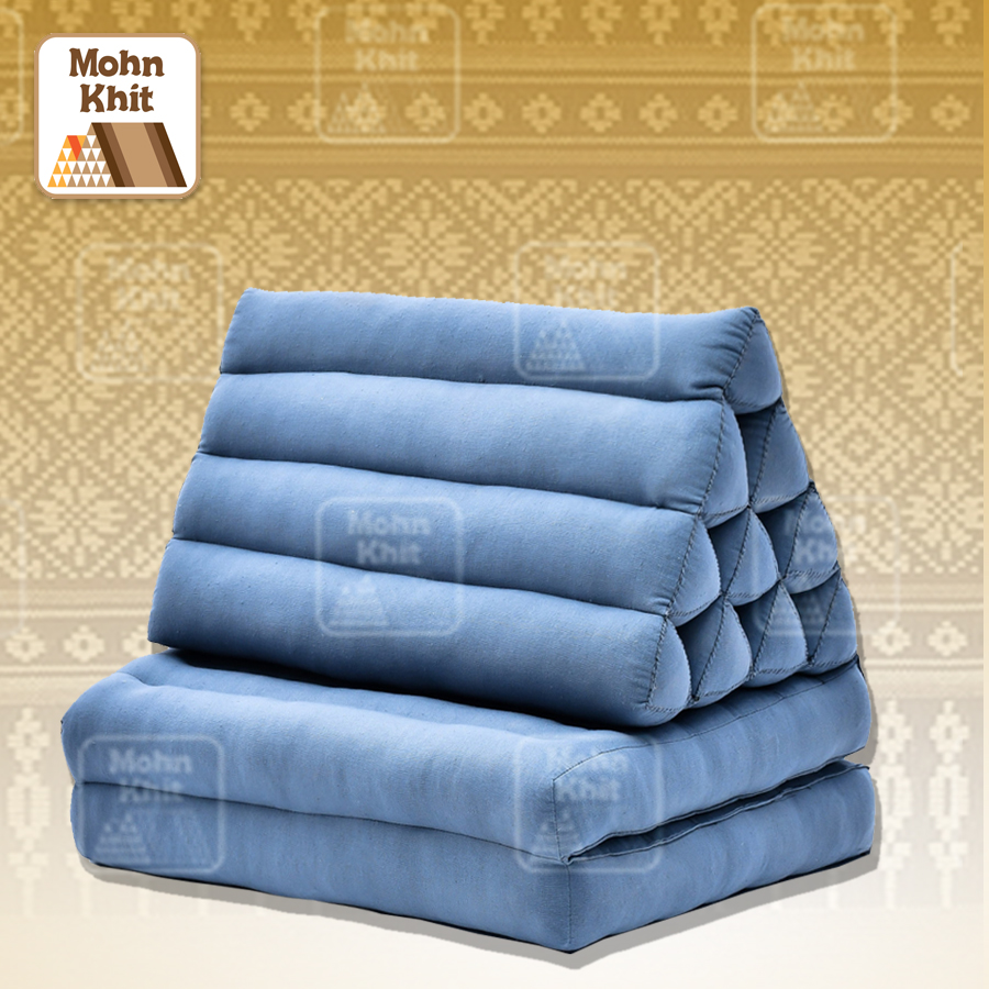 หมอนสามเหลี่ยม10 ช่องติดเบาะ 2 พับ 50x116x38 cm//Tri-angle kapok 100%Traditional Floor Cushions 10 holes with 2 part of mattress.