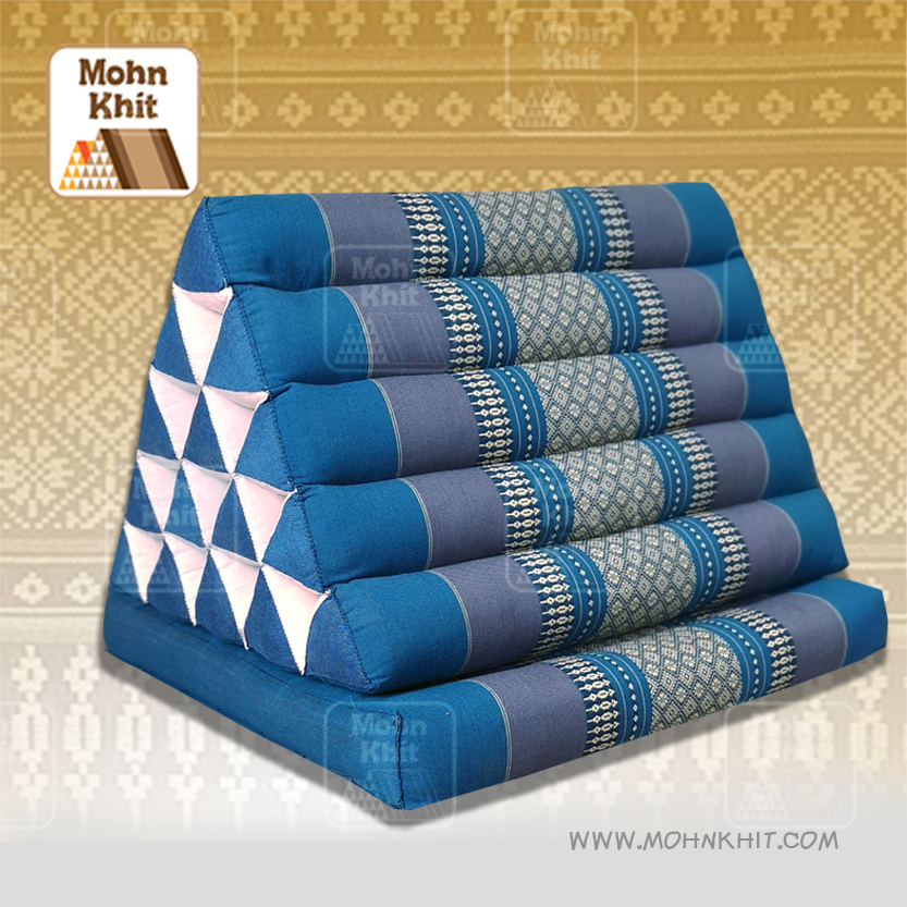 หมอนสามเหลี่ยม 15 ช่องติดเบาะ 1 พับ 55cmx76cmx36 cm Triangle Khit Thai Floor Cushions Traditional handmade 15 holes with 1 part of mattress.