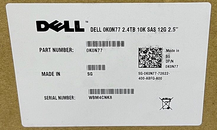Dell 0K0N77, K0N77 [TorCompTH Thailand ขาย จำหน่าย ราคา] Dell G14 2.4TB 10K 12G 2.5in 512e HDD