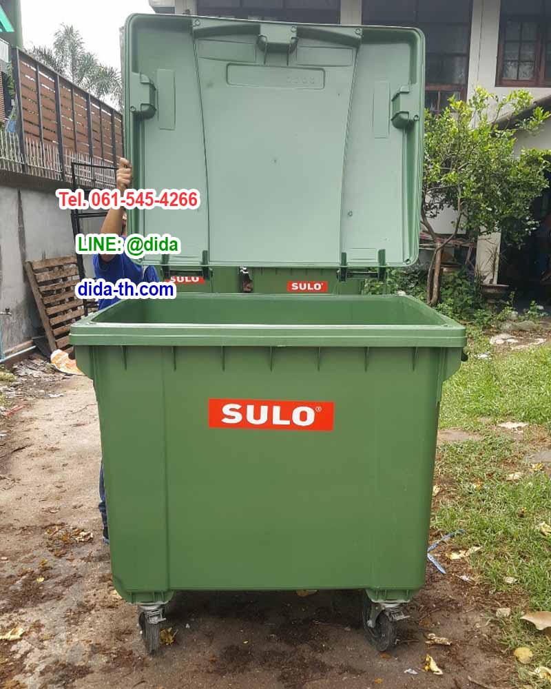 ถังขยะ กทม. ถังขยะพลาสติก พร้อมล้อเข็น 1100 ลิตร ฝาเรียบ
