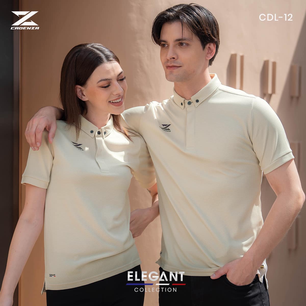 CADANZA เสื้อโปโลสปอร์ต เสื้อโปโล เสื้อคอปก CDL-12 LS สีครีม