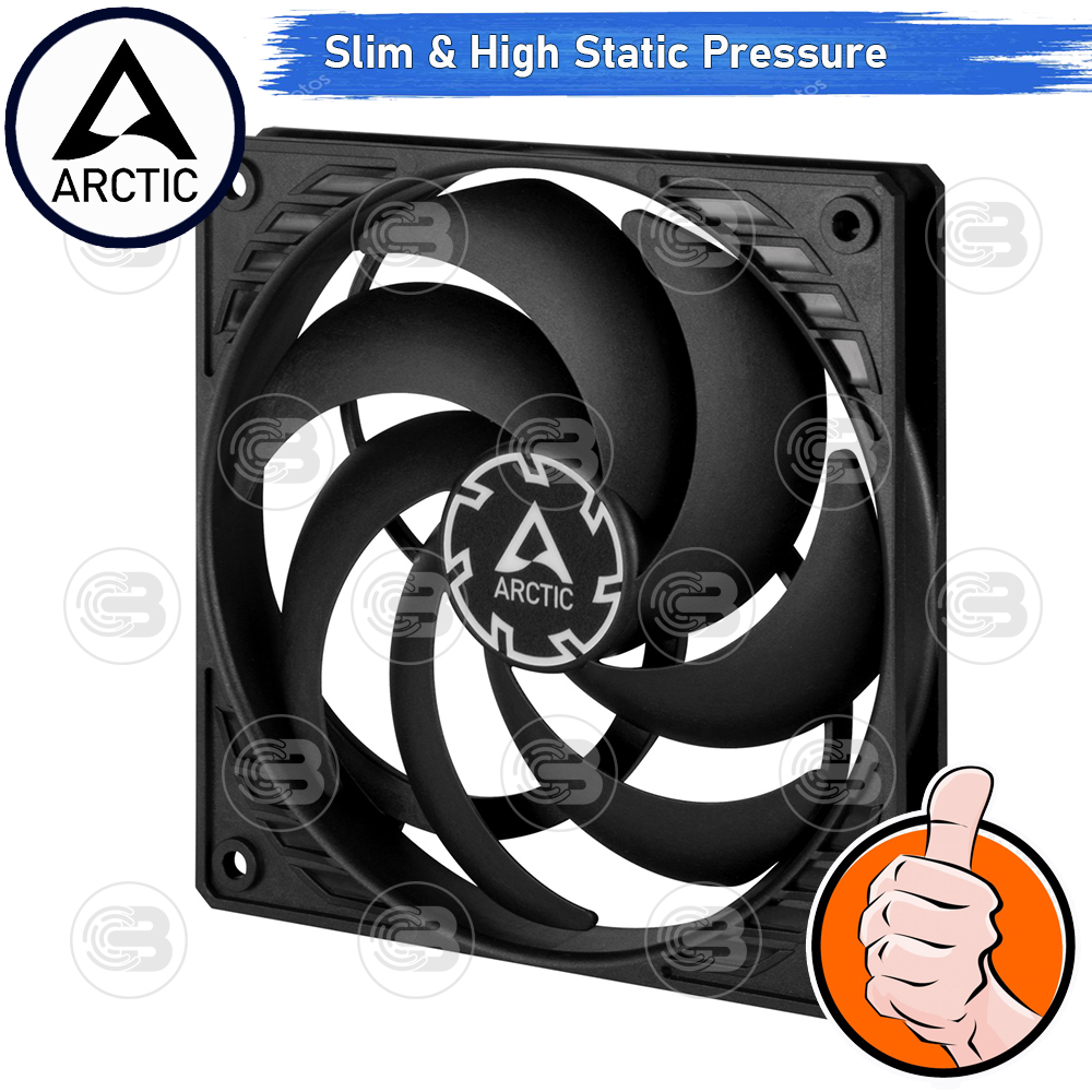 [CoolBlasterThai] ARCTIC P12 SLIM PWM PST BLACK (120 mm.) X3 Value Pack PC Fan Case ประกัน 6 ปี