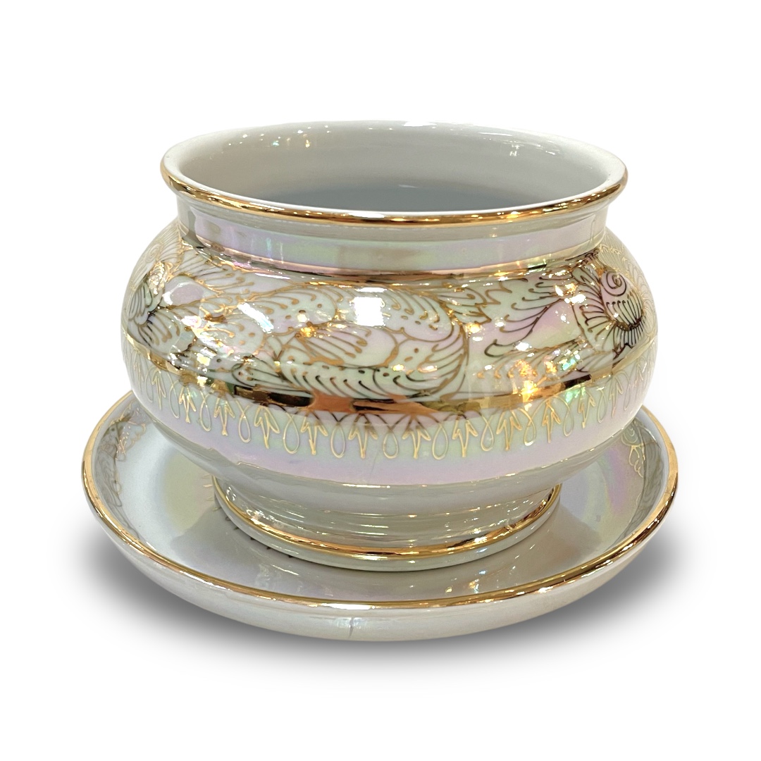 ชุดเบญจรงค์ สีขาวมุก ขนาด 10 นิ้ว