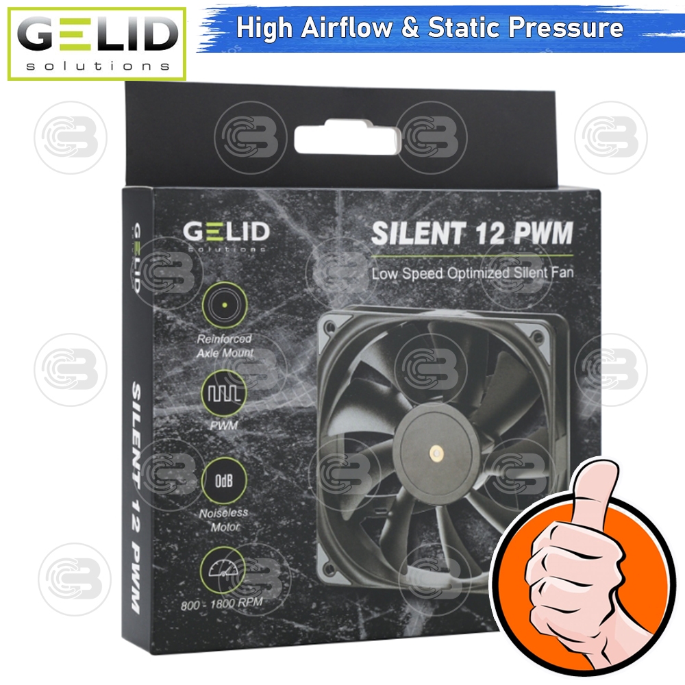 [CoolBlasterThai] GELID Silent 12 PWM Black PC Fan Case size 120 mm. ประกัน 3 ปี (FN-PX12-18)