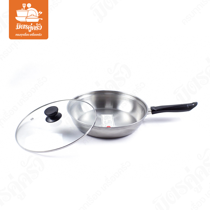 กระทะท้องแบน 26 ซม. พร้อมฝาแก้ว - BC
