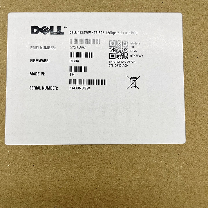 Dell 0TX8WW TX8WW [TorCompTH Thailand ขาย จำหน่าย ราคา] Dell 4TB 7.2K 12G SAS 3.5IN HDD w/F238F