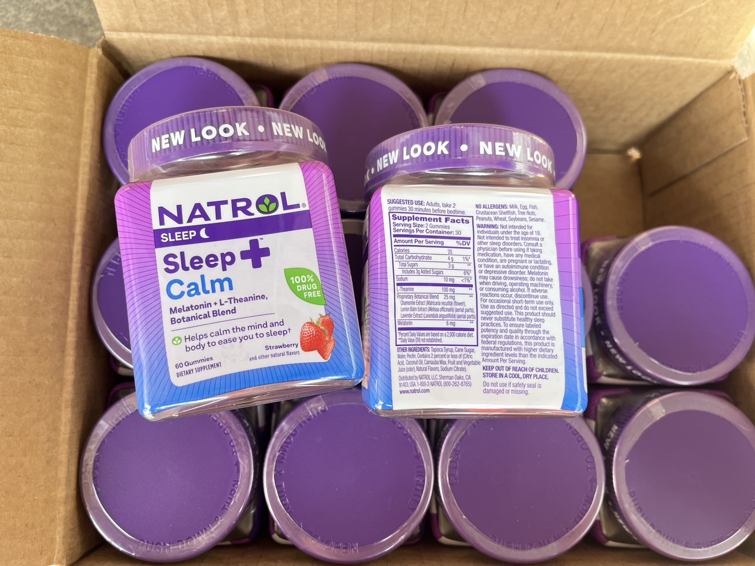 (1กระปุก) Natrol Sleep+ Calm, Melatonin 6mg. and L-Theanine, with Botancial Blend, 100% Drug-Free Sleep Aid Gummies, Gummy, 60 Count เมลาโทนิน 6mg.