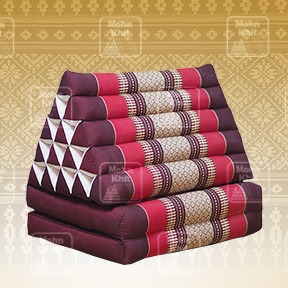 หมอนสามเหลี่ยม15 ช่อง ติดเบาะ 2 พับ 55x140x38cm Tri-angle Khit kapok100% Floor Cushions Traditional Pillow 15 holes with 2 part of mattress.