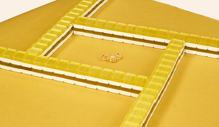 ไพ่นกกระจอกชุดพรีเมี่ยม High Quality Mahjong with Aluminum Box #37 สีทอง