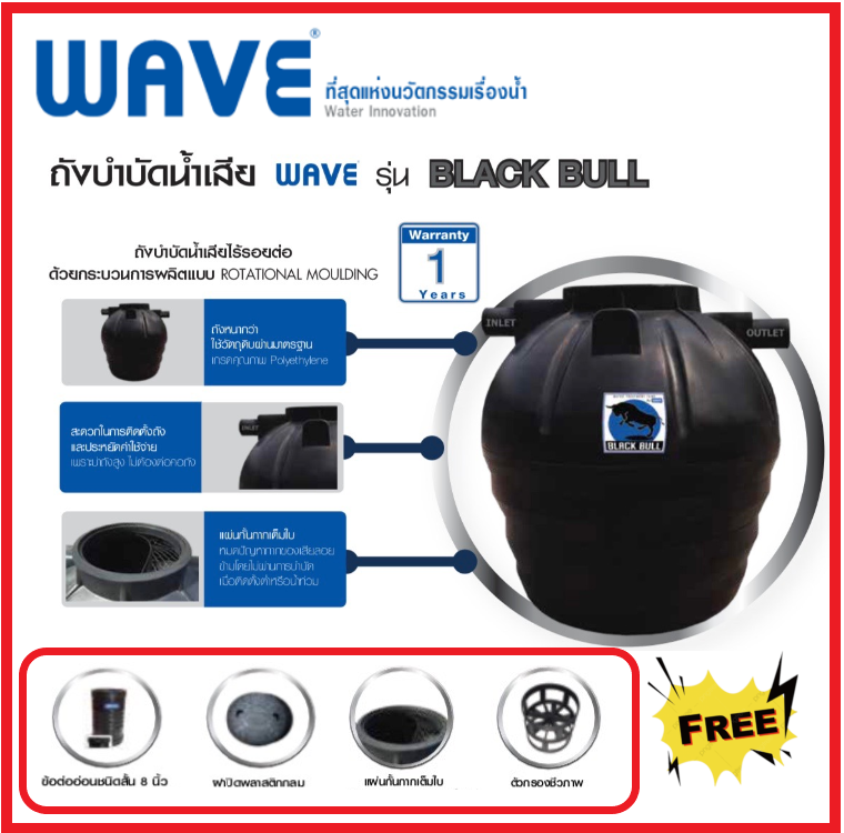 ถังบำบัดน้ำเสีย WAVE รุ่น BB 400-3000 ลิตร
