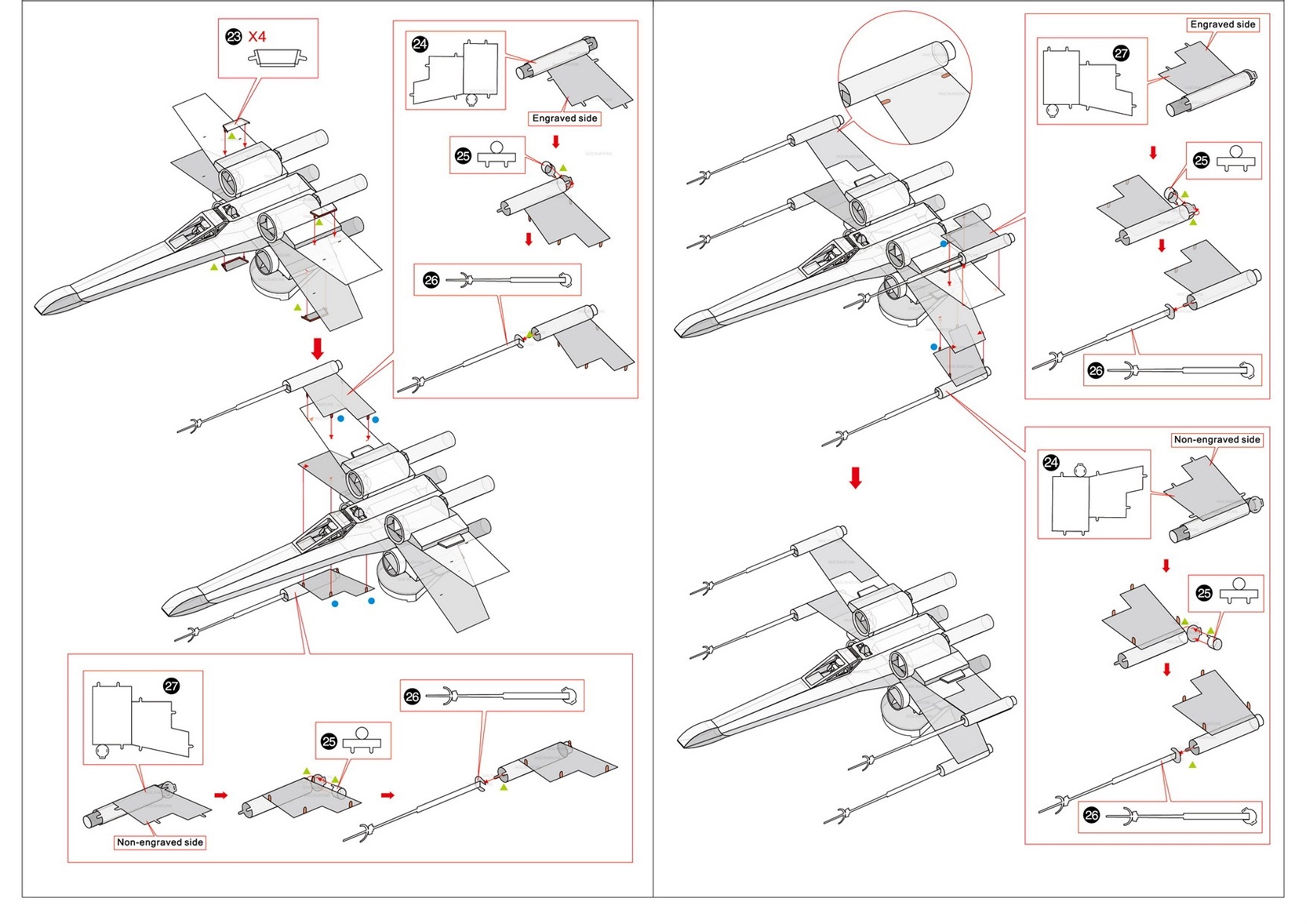 X-Wing Star Fighter Model - Star Wars โมเดลโลหะ DIY