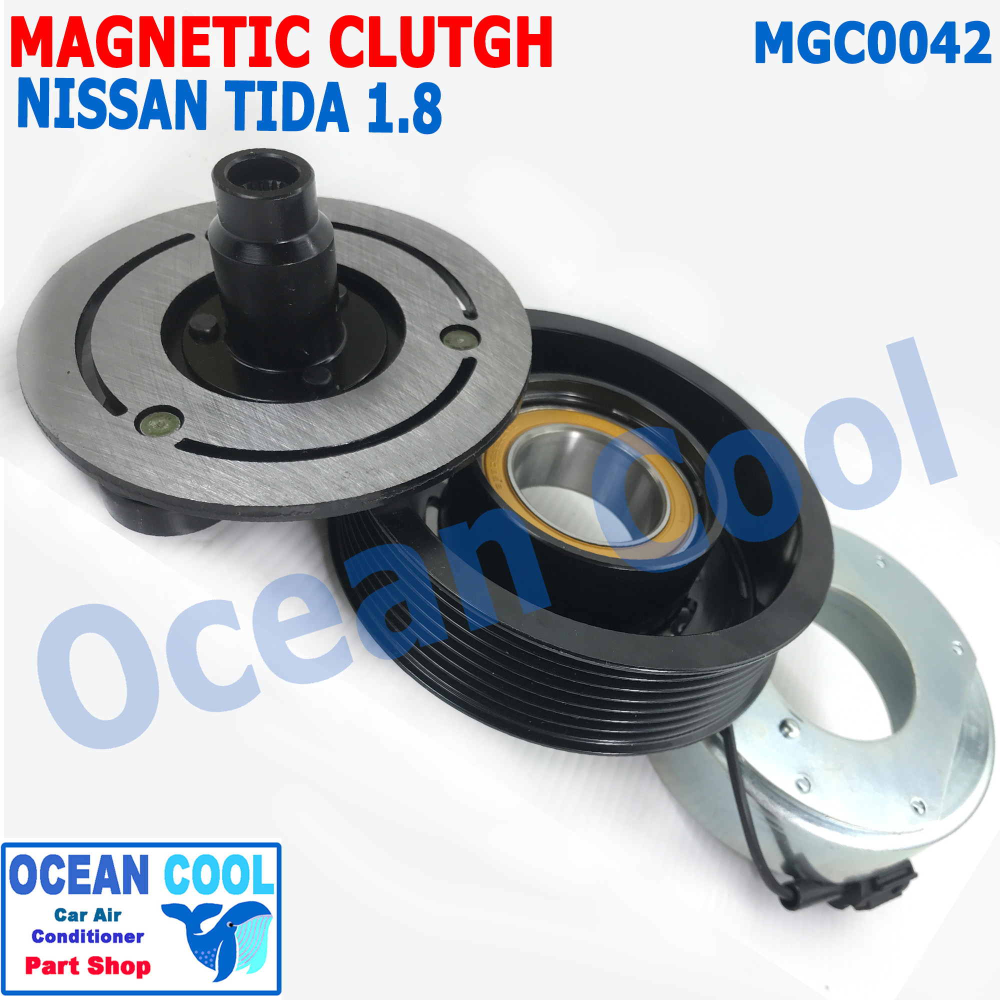คลัชคอมแอร์ นิสสันทีด้า เครื่อง 1.8 ลูกปืนมู่เล่คลัชต์ NSK แท้ MGC0042 Magnatic Clutch Assembly Set for NISSAN TIDA 1.8 ชุดหน้าคลัชคอมแอร์ อะไหล่ แอร์ รถยนต์