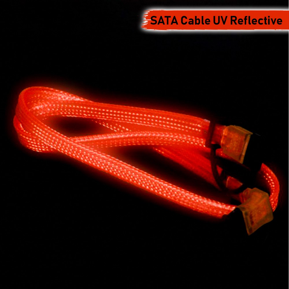 [CoolBlasterThai] VIZO SATA Cable UV Red Reflective 90°-180°