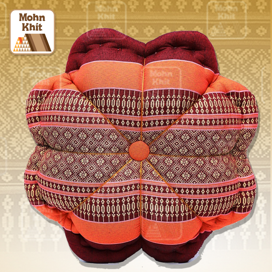 หมอนลายขิดทรงดอกไม้ใหญ่40x40x14Cm// Flower pillow with Khit pattern,