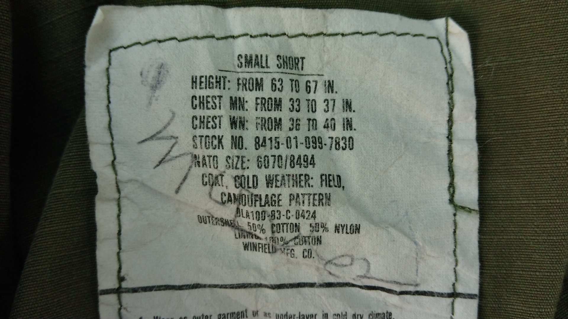 เสื้อทหารสหรัฐ M65 Class2 Pattern 2 Operation Urgent Fury