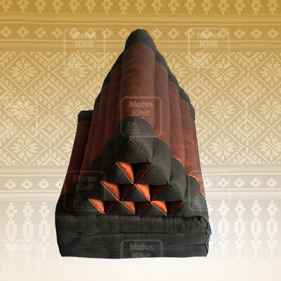 หมอนสามเหลี่ยม"ผ้าไหม"10 ช่องติดเบาะ 2 พับ50x120x30Cm Tri-angle kapok silk 100%Traditional Floor Cushions 10 holes with 2 part of mattress.