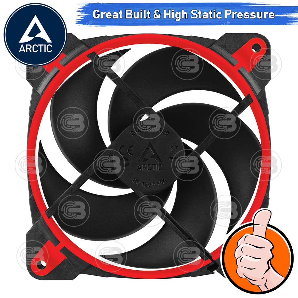 [CoolBlasterThai] ARCTIC BioniX P120 Red Pressure-optimised with PWM PST(size 120 mm.) PC Fan Case ประกัน 10 ปี