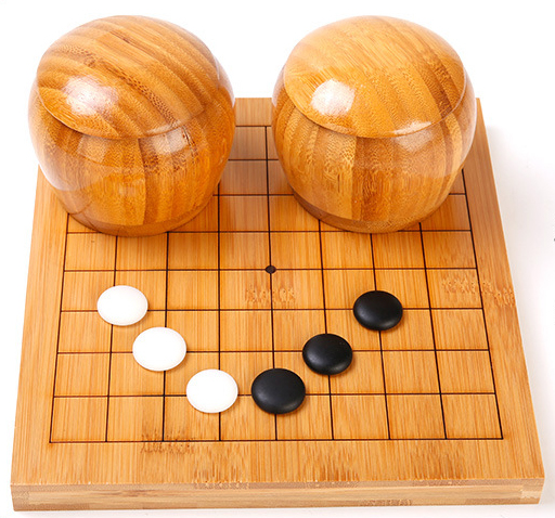 ชุดหมากล้อมไม้ (กระดานไม้ไผ่9เส้น+เม็ดเมลามีน40/40เม็ด+โถไม้ไผ่S)