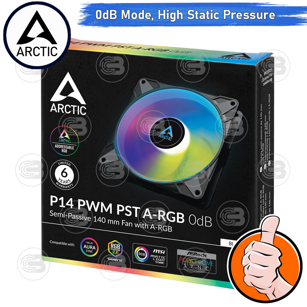 [CoolBlasterThai] ARCTIC P14 PWM PST A-RGB 0dB (size 140 mm.) PC Fan Case ประกัน 6 ปี