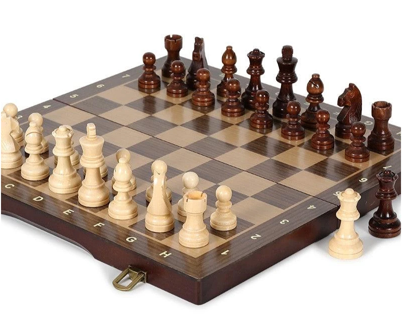 ชุดหมากรุกสากลไม้โอ๊ค+ไม้สน (แม่เหล็ก) 15" Magnetic Large Chess Set Wooden Timber Oak Folding Chessboard Gold Knight Wooden Chess Set 2