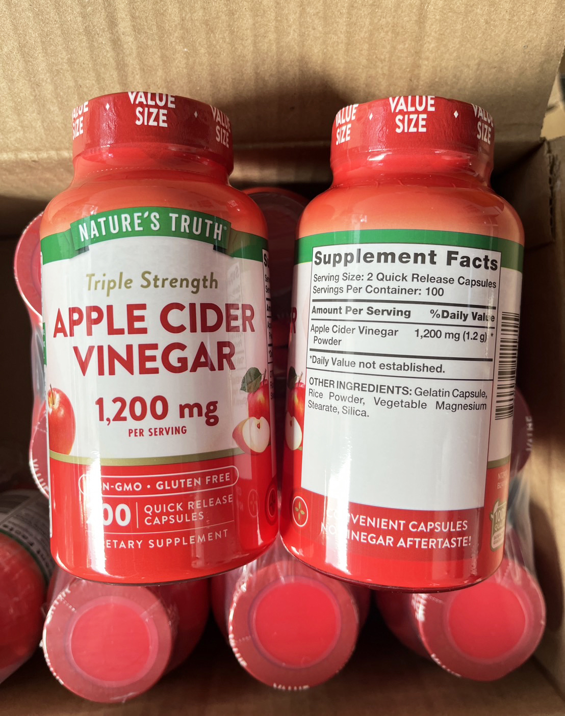 Nature's Truth Apple Cider Vinegar 1200 mg. บรรจุ 200 แคปซูล อาหารเสริม น้ำส้มสายชูหมักจากแอปเปิ้ล (1กระปุก)