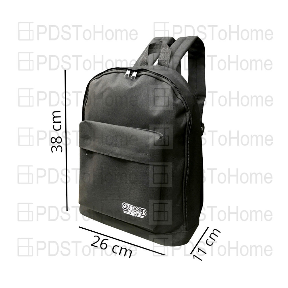 กระเป๋า นักเรียน อนุบาล ประถมต้น เป้ สะพายหลัง สีดำล้วน ขนาด 15 นิ้ว