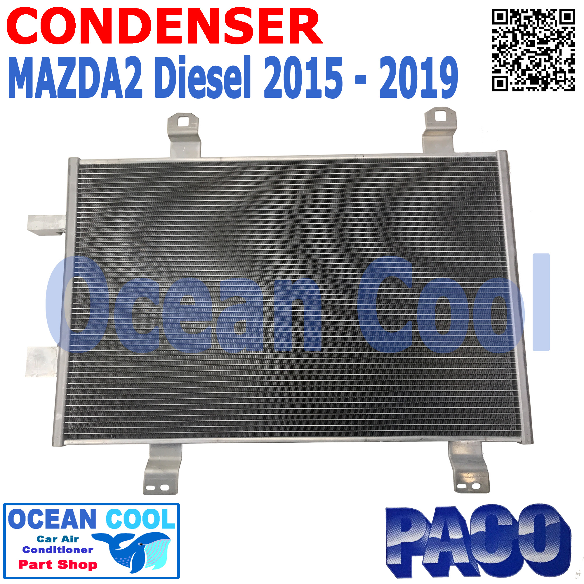 แผงแอร์ มาสด้า 2 ดีเซล 2015 - 2019 สกายแอคทีฟ DJ CD0061 CONDENSER Mazda 2 skyactive Desiel paco รังผึ้งแอร์ แผงรังผึ้ง แผงคอยล์ร้อน คอนเดนเซอร์ อะไหล่ แอร์ รถยนต์