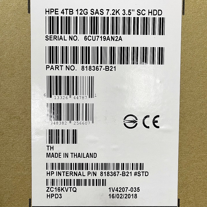 NEW HP 818367-B21, 819079-001 [TorCompTH Thailand ขาย จำหน่าย ราคา] HP 4TB 7.2K 12G SAS 3.5in HDD for G8-G10