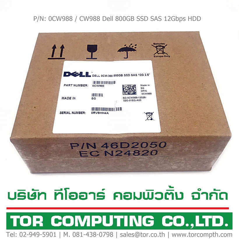 NEW, Dell 0CW988 CW988 [TorCompTH Thailand - ขาย จำหน่าย ราคา] Dell 800GB SAS 12Gbps SSD (0B33452) for Dell XC630