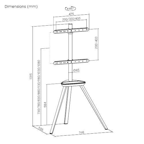 BARK ขาตั้งทีวีไม้จริง (Solid Wood) เกรดพรีเมี่ยม สำหรับทีวีขนาด 45"-65" Max VESA 400x400mm., Weight Capacity 40kg. (*ไม่รวมทีวี)