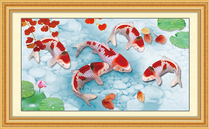 Five fish (3D)(พิมพ์ลาย)