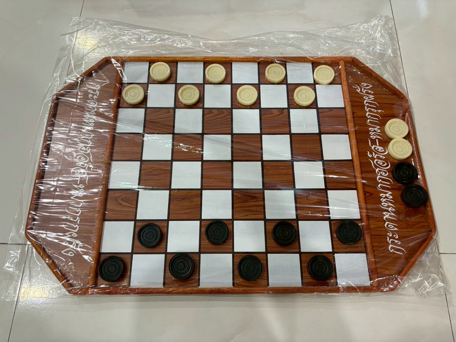 ชุดหมากฮอส(กระดานไม้อัด+ตัวพลาสติกABS size L-24ตัว+ถุงผ้า)