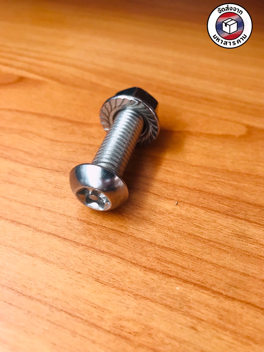 น็อต สกรู น็อตสแตนเลส ขนาดM10*40มม. พร้อมหัวน็อต (ดอกจันทร์) #101040