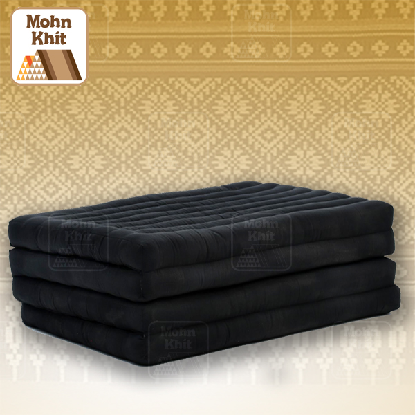 ที่นอนขิด 4 พับใหญ่สีพื้นดำ 80x180x7Cm , Thai Folding mattresses Our traditional Thai Mattress is hand stuffed with natural kapok.