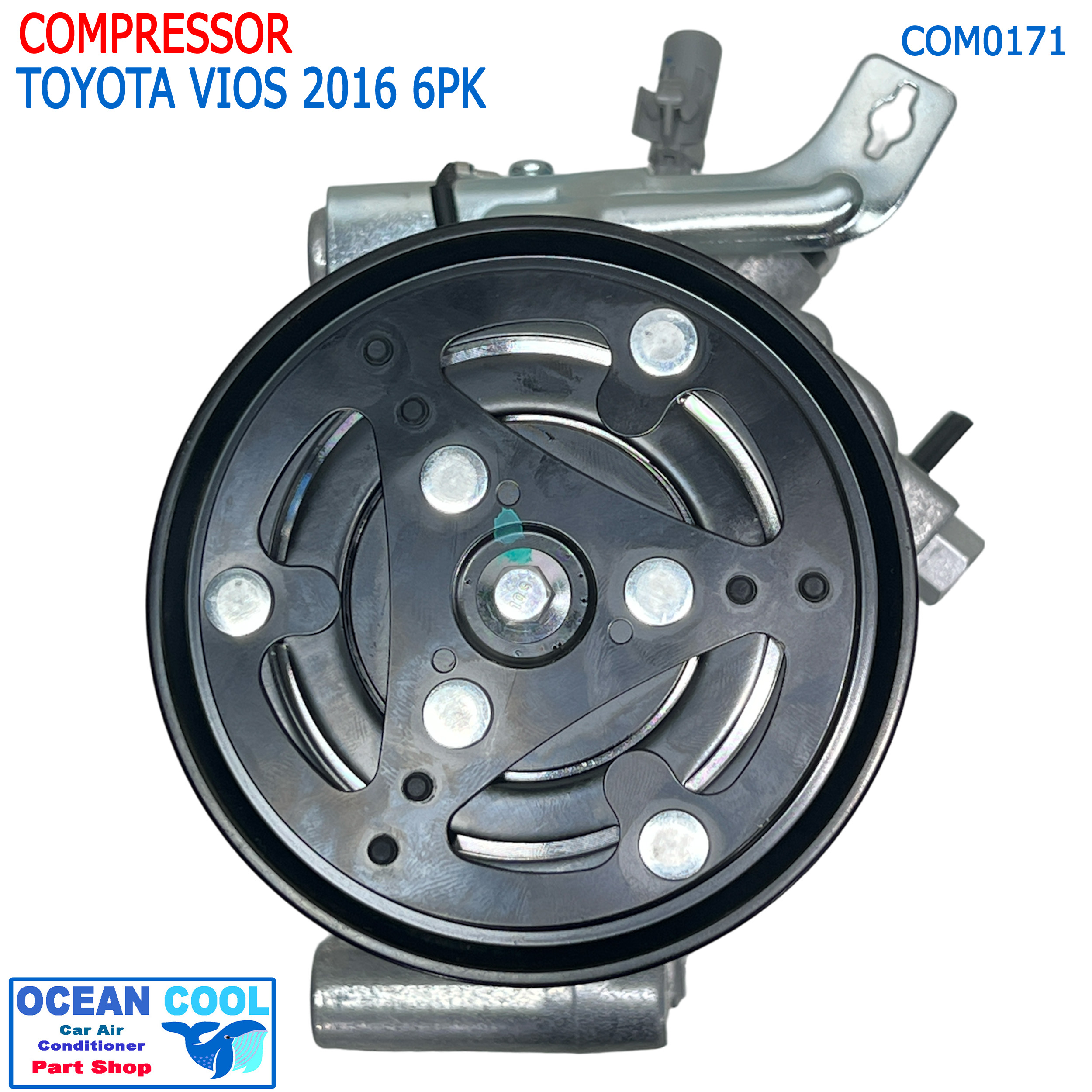 คอมแอร์ โตโยต้า วีออส 2016 ถึง ปัจจุบัน COM0171 สายพาน 6PK Compressor Toyota Vios’16 คอมเพรสเซอร์ แอร์ โซลูน่า คอมแอร์รถยนต์