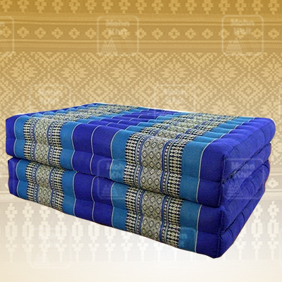 ที่นอนขิด 4 พับใหญ่ลายไทยสีน้ำเงิน 80x180x7Cm , Thai Folding mattresses Our traditional Thai Mattress is hand stuffed with natural kapok.