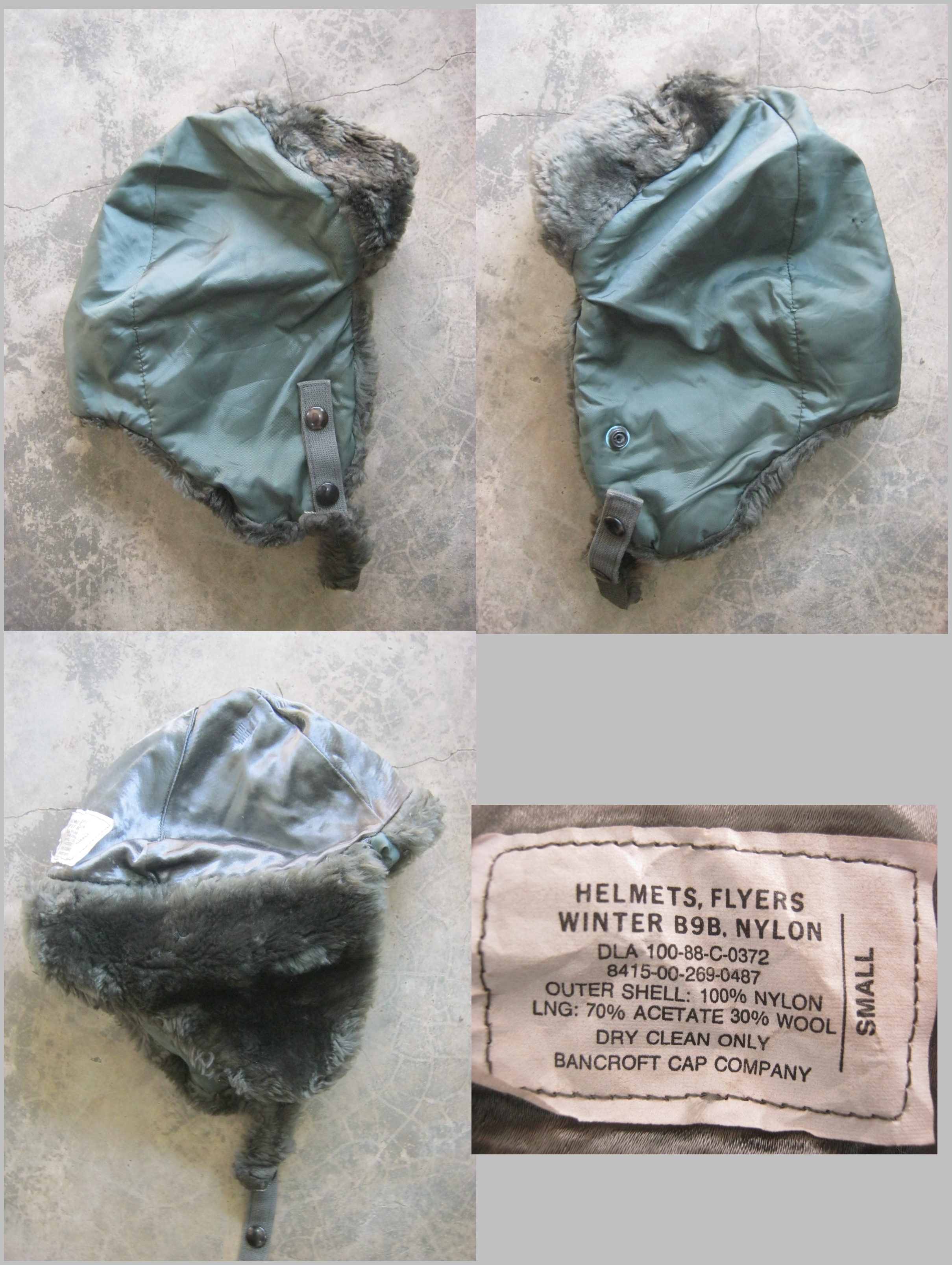 US Military Winter Flyers Helmet B9B Nylon 1988