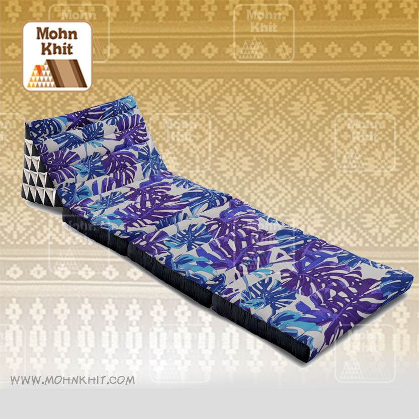 หมอนสามเหลี่ยมลายฮาวาย15 ช่องติดเบาะ3 พับ 57cmx180cmx36cm Tri-angle Cotton kapok 100%Traditional Floor Cushions 15 holes with 3 part of mattress.