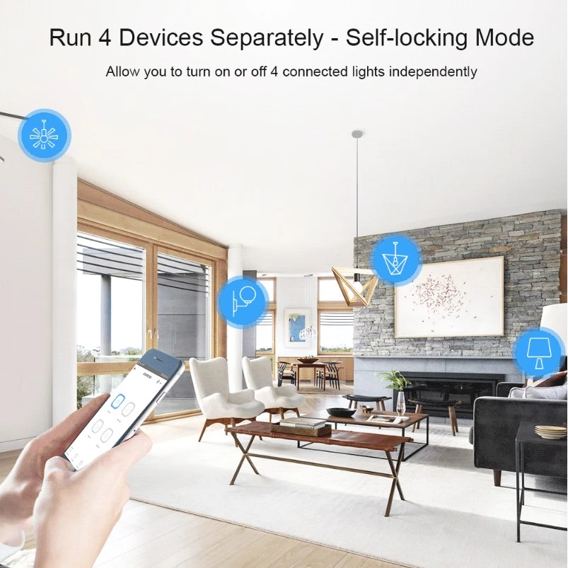 Sonoff 4CH PRO R3 สวิตช์ Wi-Fi สามารถควบคุมเปิดปิด ตั้งเวลาผ่านสมาร์ทโฟน รองรับรีโมท 433MHZ