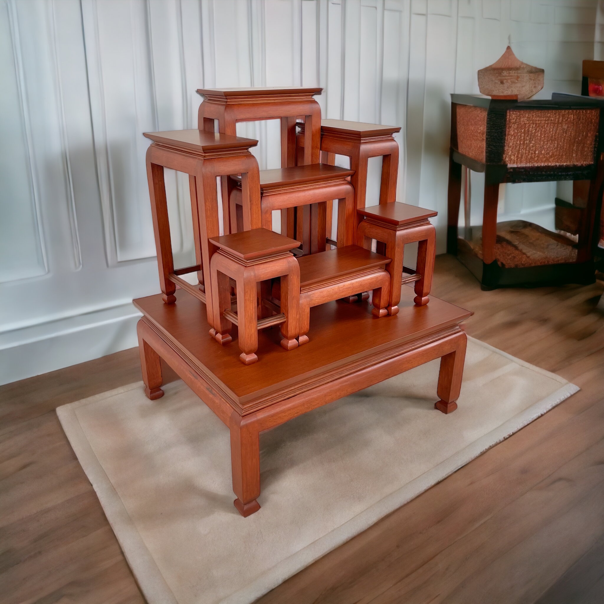 โต๊ะหมู่ 7 หน้า 6 ด้านสัก ขาตุ่ม