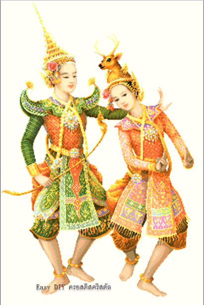 อุปกรณ์งานฝีมือดีไอวายครอสติสคริสตัลรูปคู่พระนางรำไทย สั่งทำพิเศษ