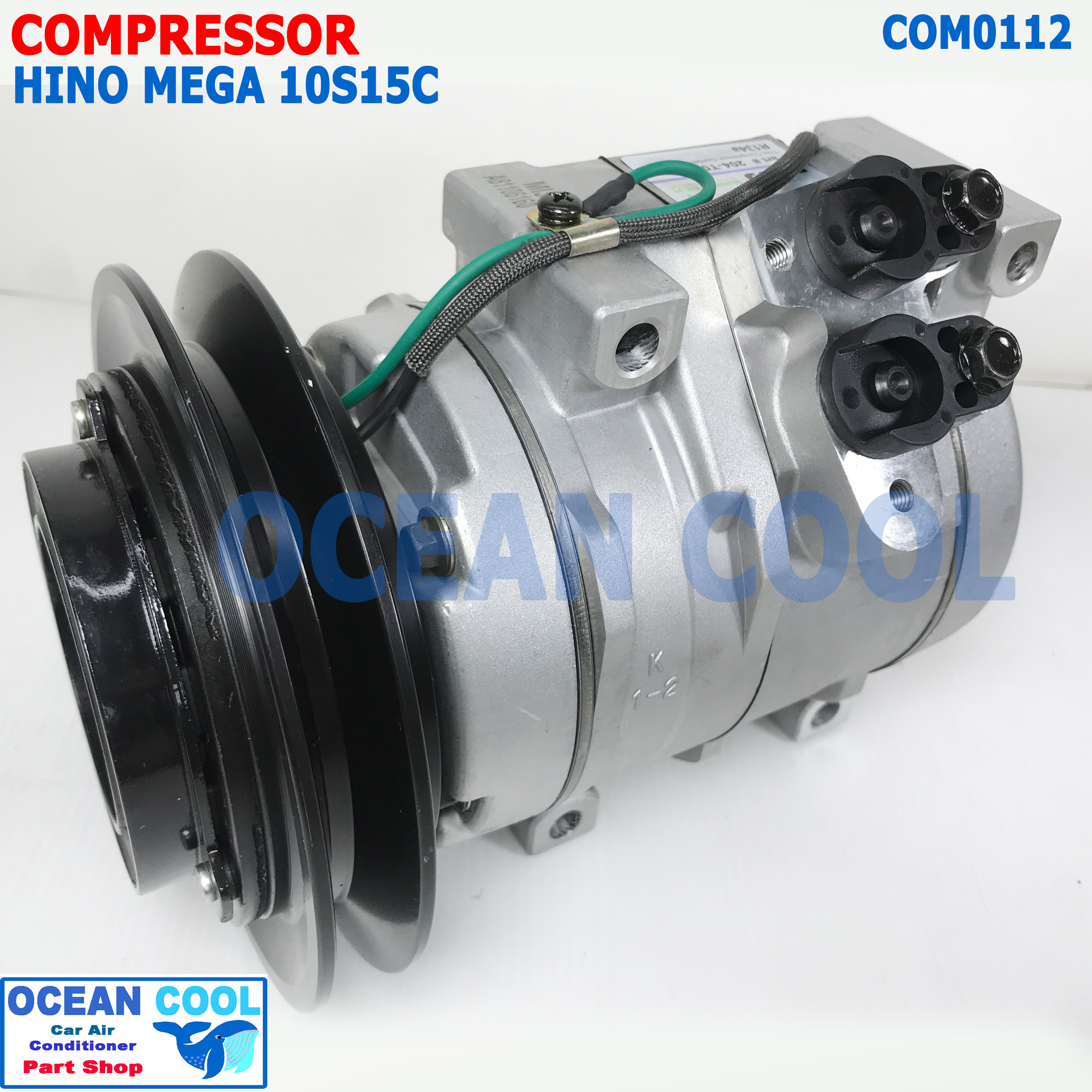 คอมเพรสเซอร์ ฮีโน่ เมก้า 10S15C ออกขวา COM0112 compressor hino mega คอมแอร์รถยนต์ คอมแอร์ คอมเพลสเซอร์ เมกะ MIJ-T013