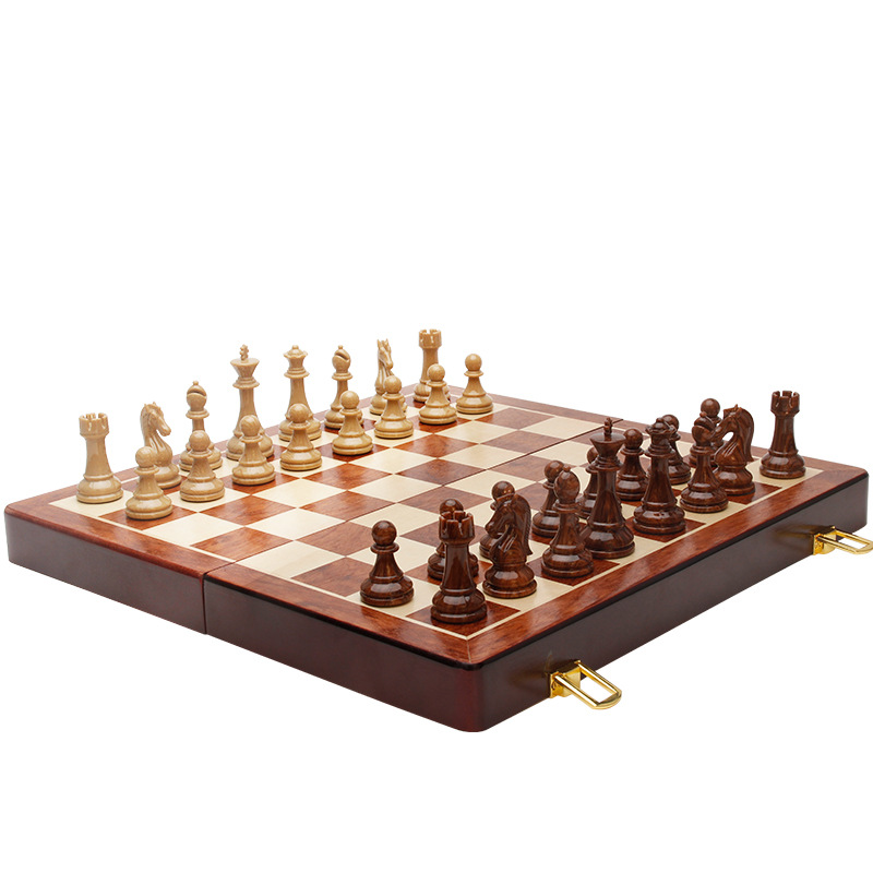 ชุดหมากรุกสากลไม้ (ตัวอะคริลิคลายไม้) 2in1 Wooden Chess Set