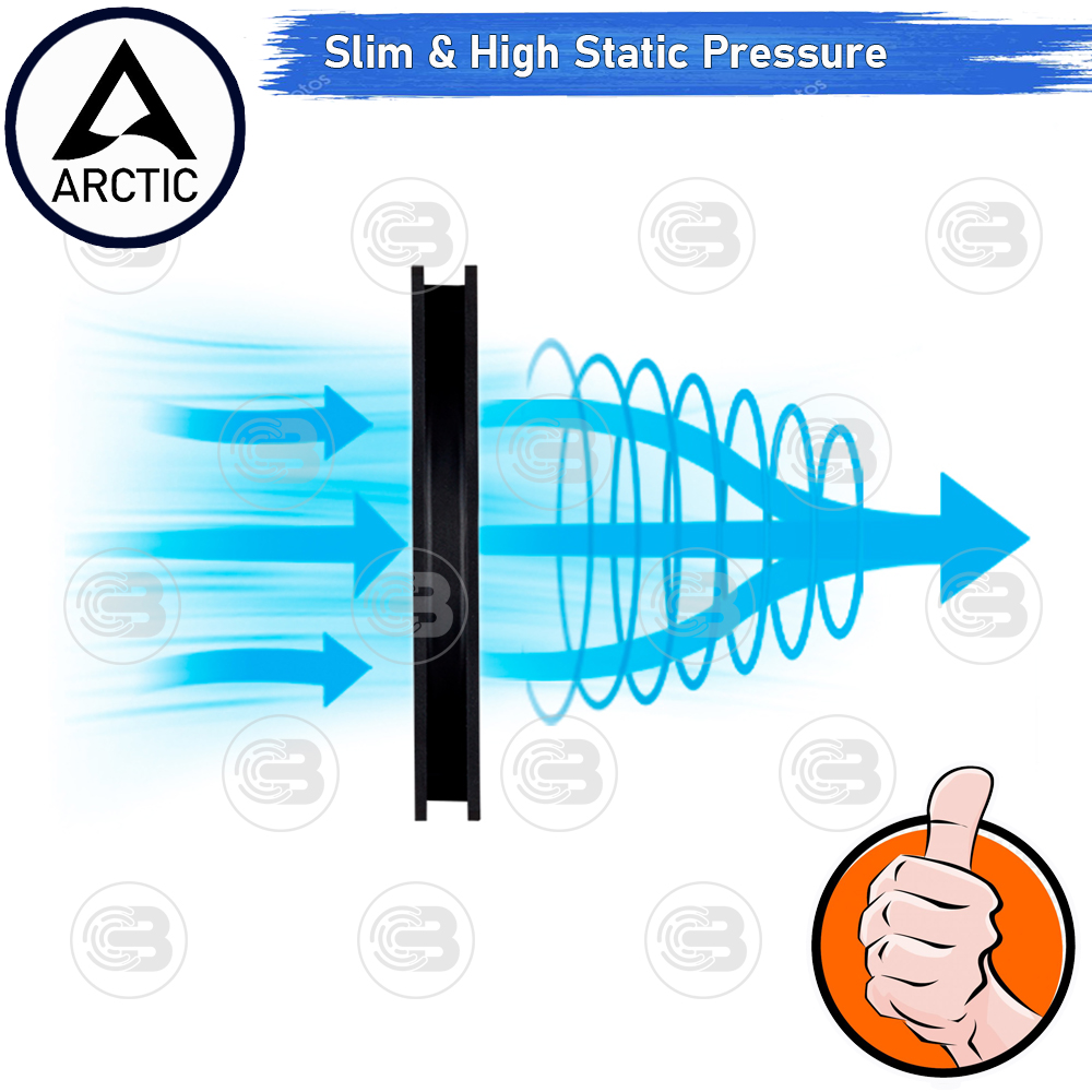 [CoolBlasterThai] ARCTIC P12 SLIM PWM PST BLACK (120 mm.) X3 Value Pack PC Fan Case ประกัน 6 ปี