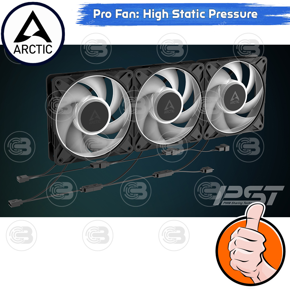 [CoolBlasterThai] ARCTIC P12 PRO A-RGB PST White 0dB (size 120 mm.) X3 Value Pack PC Fan Case ประกัน 6 ปี