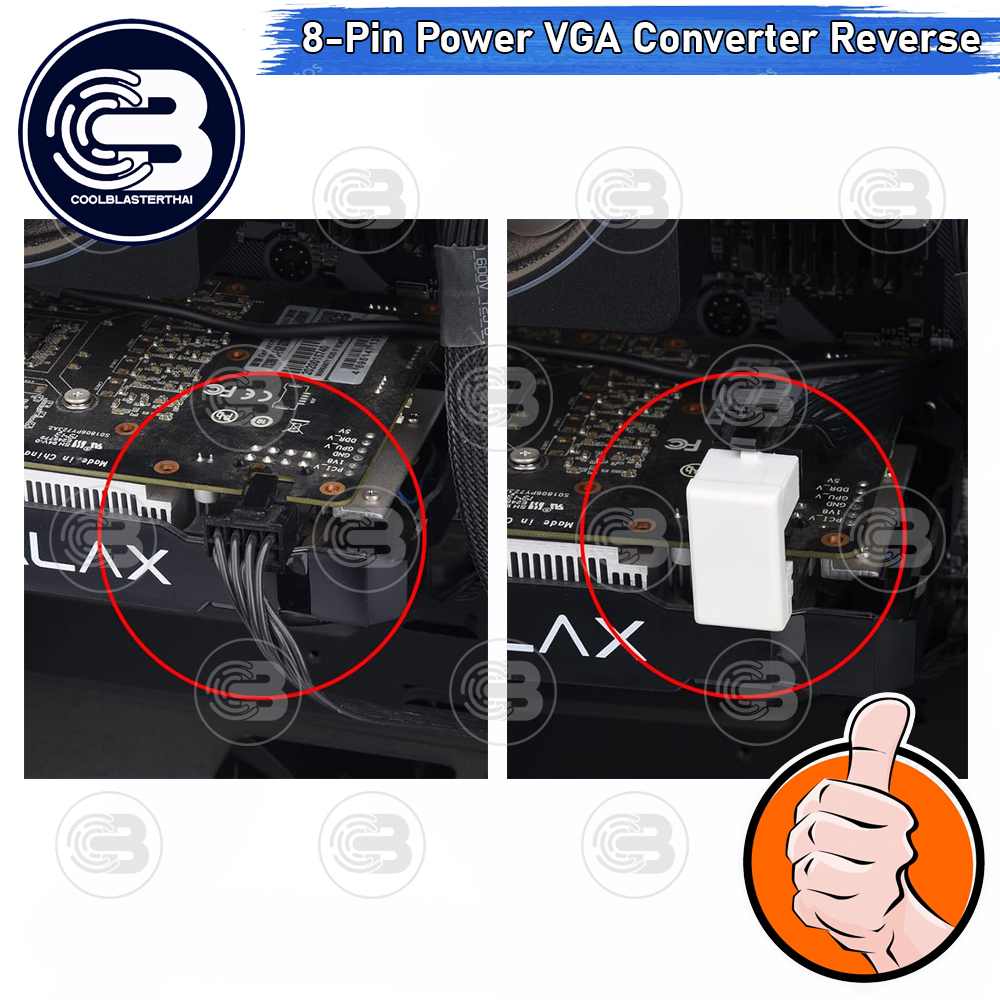[CoolBlasterThai] Cable Management GPU 8 Pin U-TURN 180 Degree Connector (REVERSE) WHITE