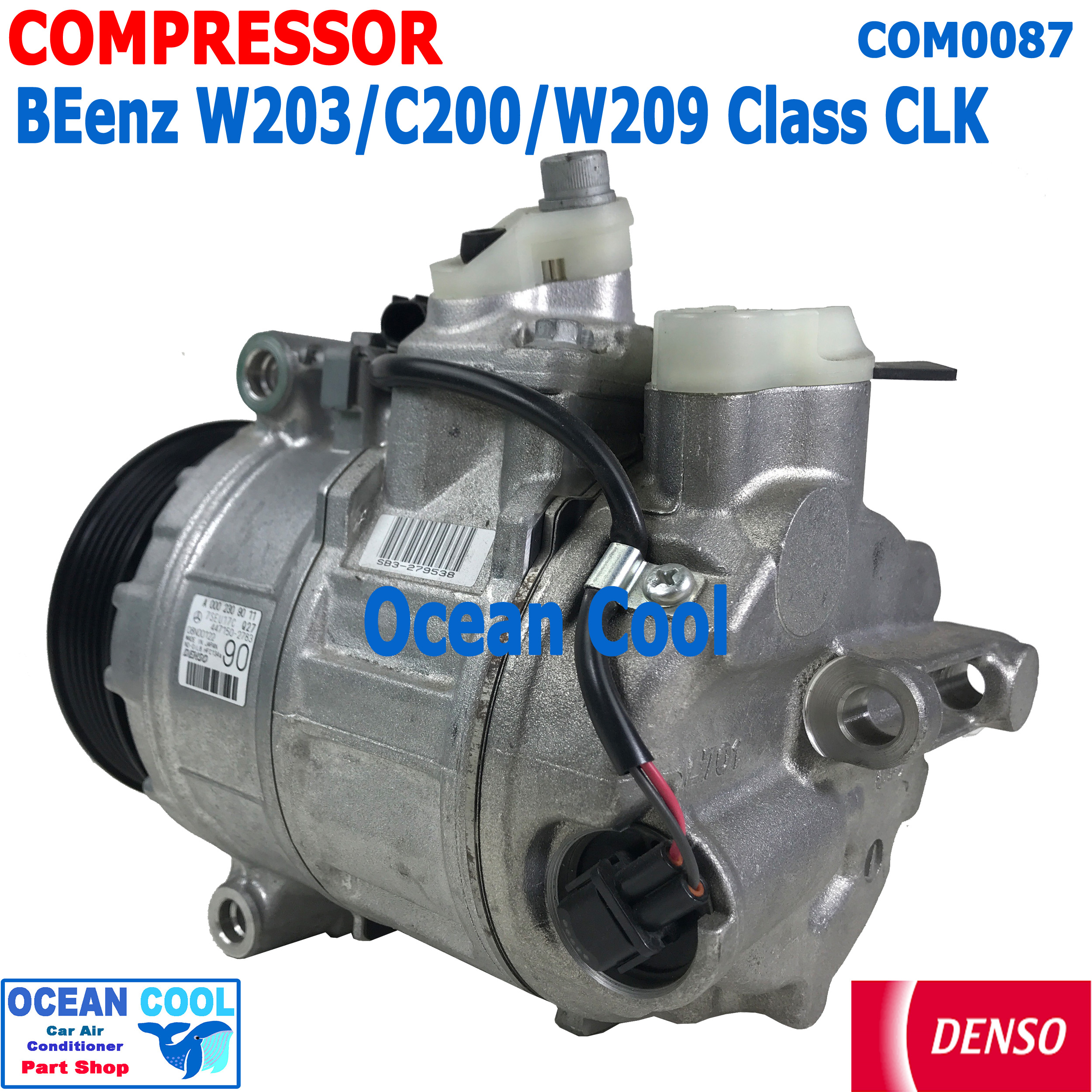 คอมเพรสเซอร์ เบ็นซ์ C-200, W203, W211, W220, E220, S280 COM0087 COMPRESSOR BENZ 7SEU17C DENSO แท้ 447150-2783 คอมแอร์ รถยนต์ 6PK