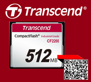 TransCend, Compact Flash Card, CF Card,512Mb,CF220i,Industrial Grade,Industrial Temp,TS512MCF220I