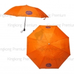ร่มพับสองตอน สีส้ม สกรีนสีม่วง