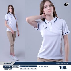 PEGAN เสื้อโปโลสปอร์ต เสื้อโปโลเบสิค QU POLYESTER 16-23065(ชาย) 16-23066(หญิง) สีขาว
